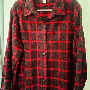 Allison Daley Red and Black Plaid Blazer